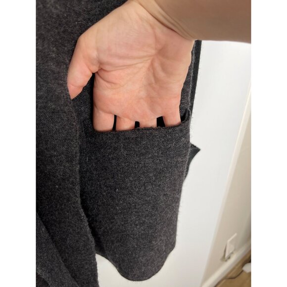 Tahari Black Gray Color Block Open Front Cardigan Wool Collared Size Large - Picture 5 of 9